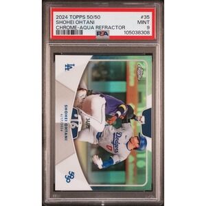 2024 Topps Chrome 50/50 Shohei Ohtani Aqua Refractor /75 PSA 9 MINT Dodgers MVP